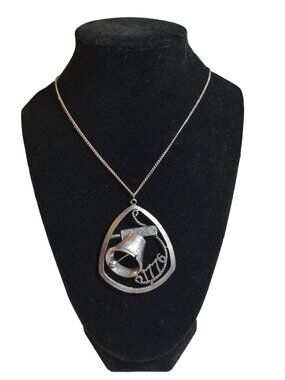 Vintage Liberty Bell Pendant Necklace 1776 Silver Tone Chain Patriotic Design